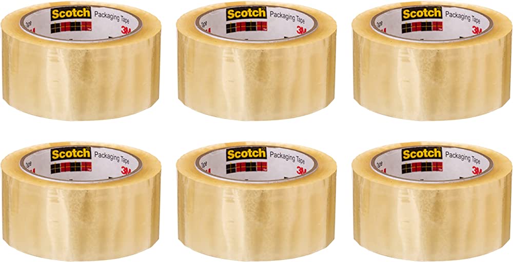 3M Scotch Clear Packaging Tape 301C-50Y6T, 2 in x 50 Yds