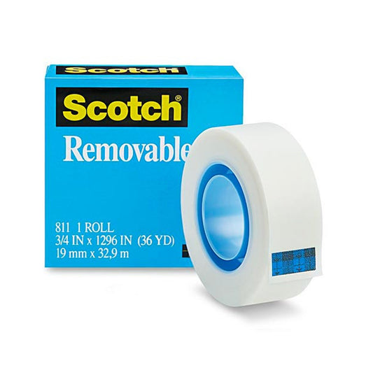 3M Scotch Magic 811 Removable Tape, 3/4" X 1296", Clear