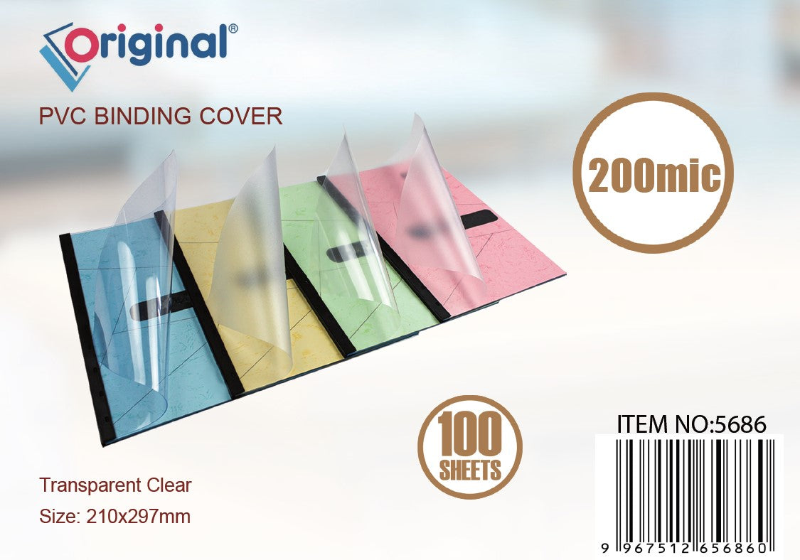 Original PVC Binding Cover A4 Clear 200 MIC 5686 210X297 Pack of 100's