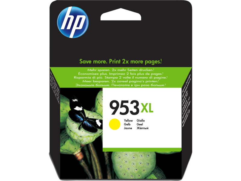 خرطوشة طباعة حبرية أصلية صفراء عالية الإنتاجية HP 953XL (F6U18AE)