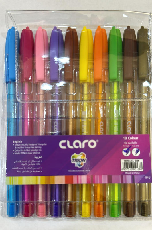 Trion Triangular Ball Pen - 10 & 5 Mix Color Set- 1.0 mm