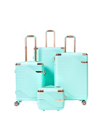 مجموعة حقائب سفر أصلية® بعجلات، مكونة من 4 قطع، مقاس 20/24/28 بوصة، مع حقيبة تجميل مقاس 14 بوصة (نمط متعرج)