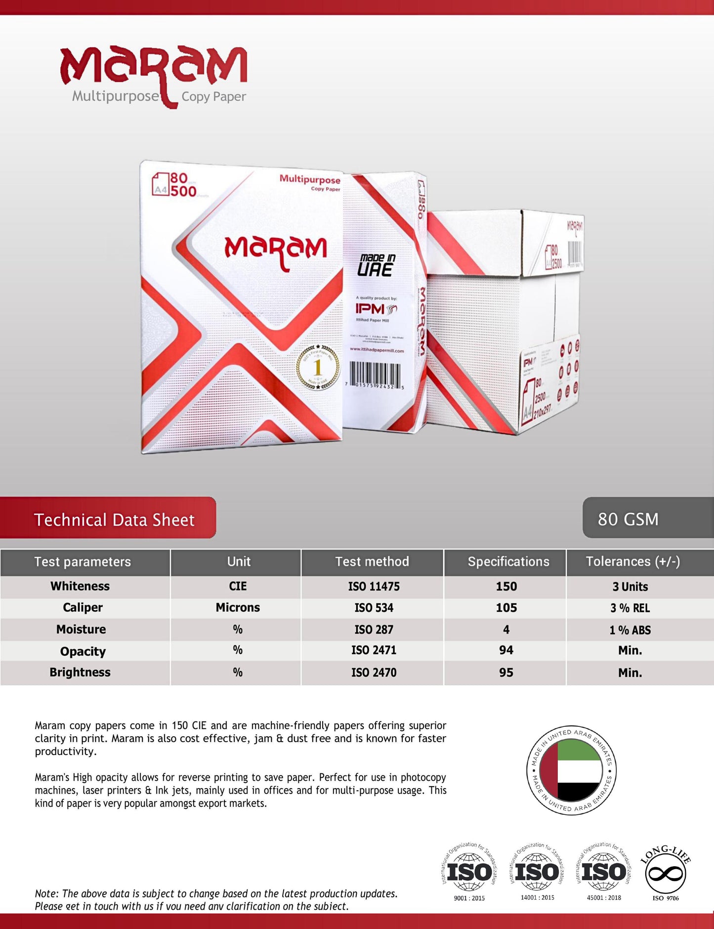 Maram Photocopy A4 Paper Carton with 1 Ream FREE