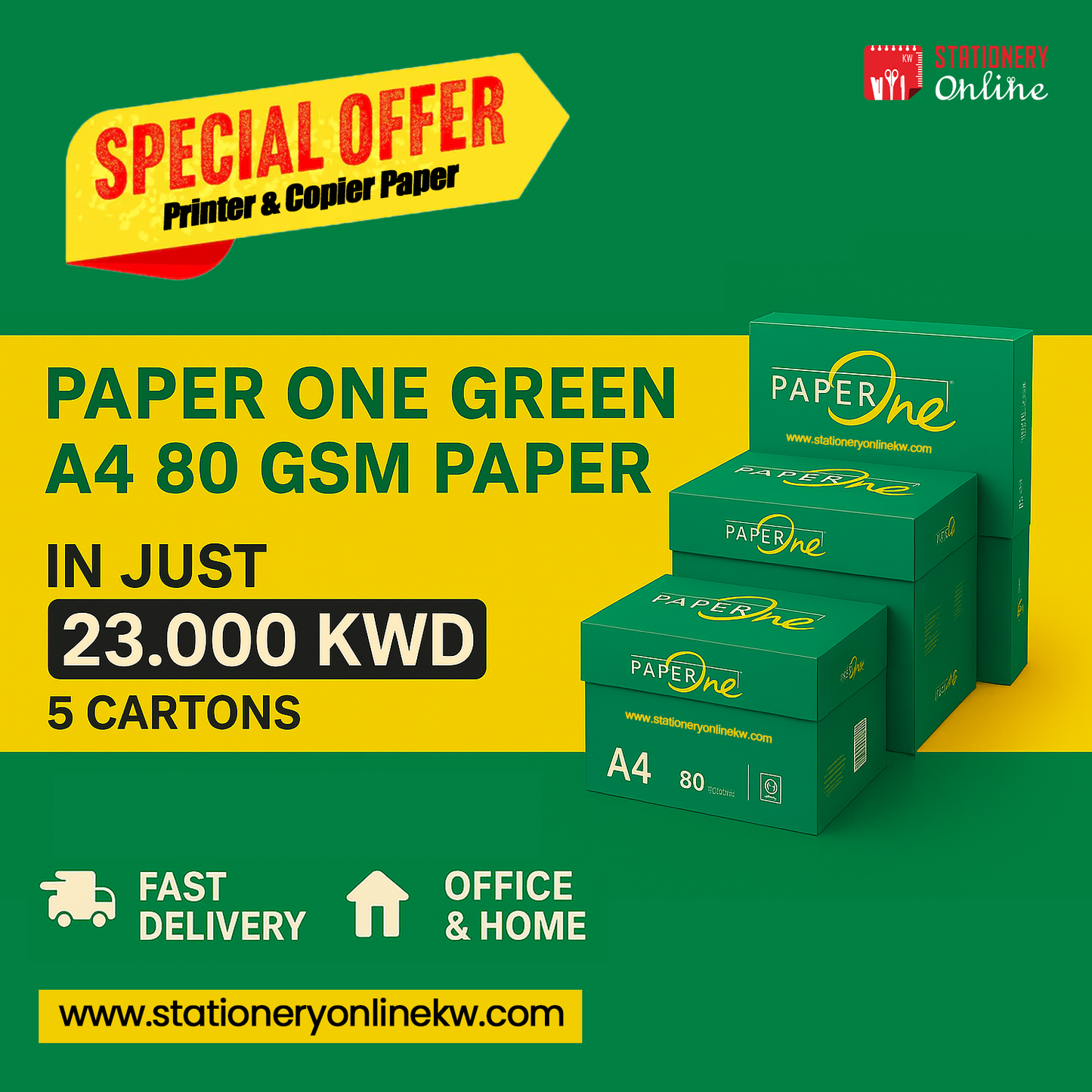 Special Combo Offer Paper One Green A4 80 GSM