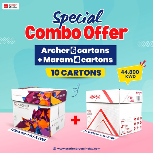 10 Carton Combo Offer- 6 carton Archer + 4 carton Maram Photocopy Paper