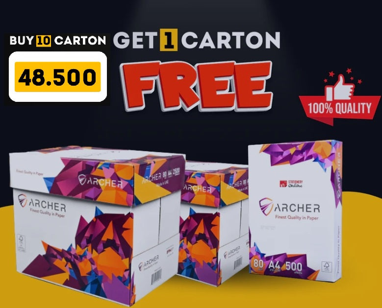 Archer Photocopy Paper - A4 - 80gsm - 500 sheets - Buy 5 cartons Get 1 carton Free, Buy 10 cartons Get 1 carton Free