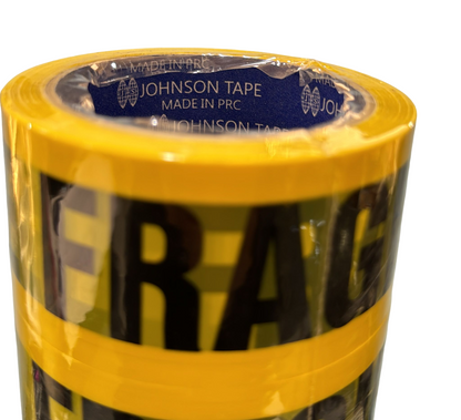 Johnson Bopp Fragile Packing Tape 2 Inches Yellow base Black