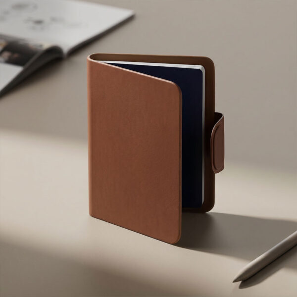 FINDY PASSPORT PRO Sleek Recycled PU Leather Passport Holder with Dual Findy Tracking for Apple Find My & Google Find Hub