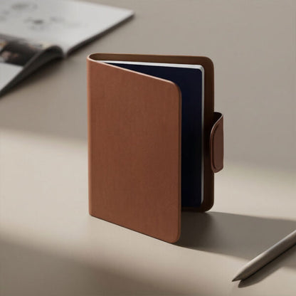 FINDY PASSPORT PRO Sleek Recycled PU Leather Passport Holder with Dual Findy Tracking for Apple Find My & Google Find Hub