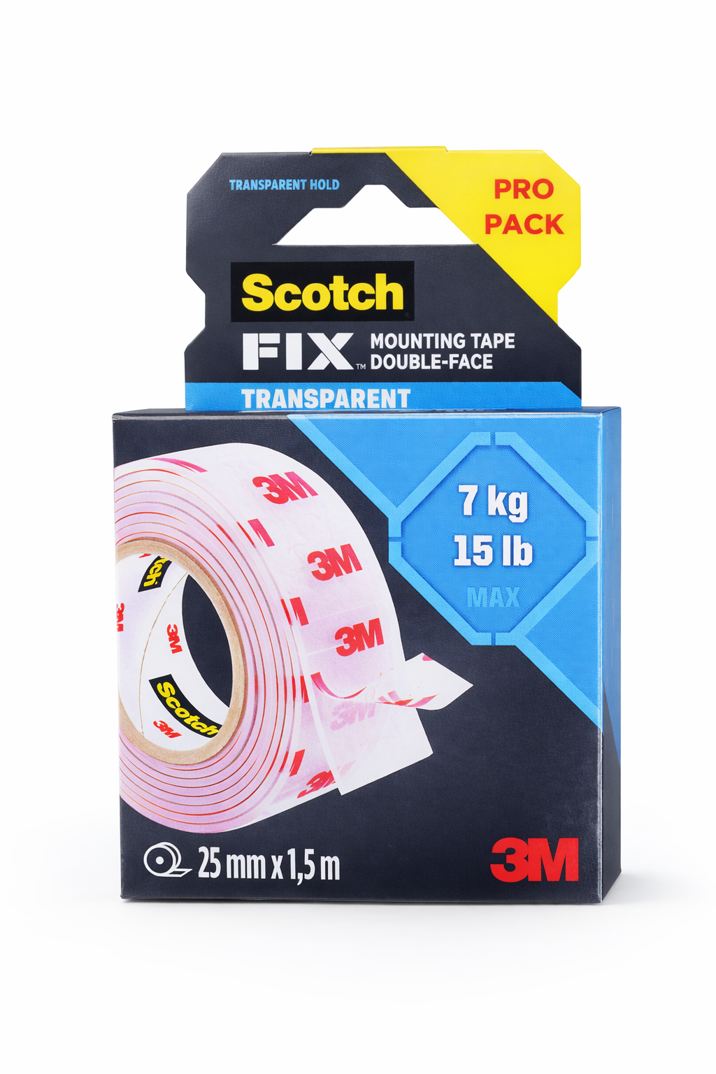 3M Scotch-Mount™ Clear Double-Sided Mounting Tape 410H, 1 in x 60 in (2.54 cm x 1.52 m)