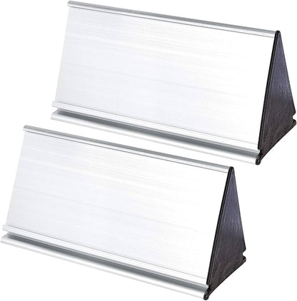 حامل لوحة الاسم الأصلية للمكتب من الألومنيوم المثلث باللون الفضي