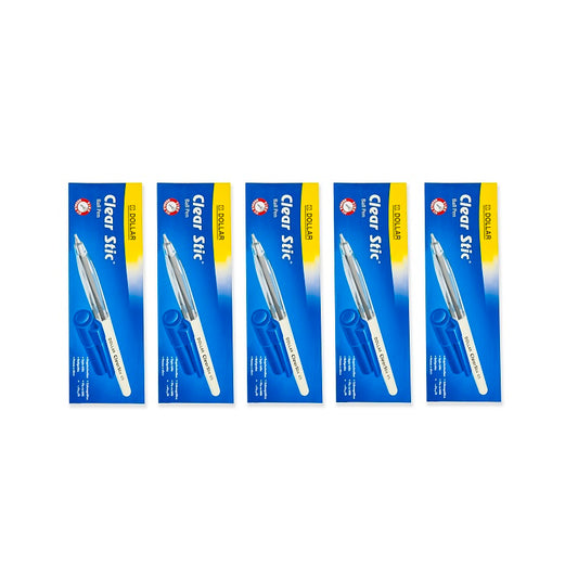 DOLLAR  5 Pkts of Clear Stick Ball Pens