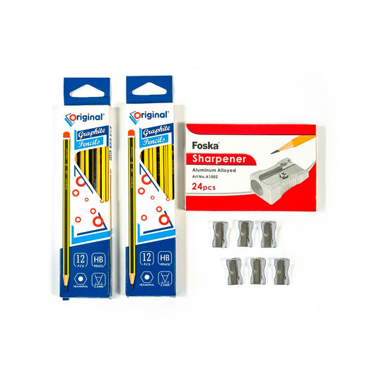 ORIGINAL 2 Pkt Graphite Pencils+ 24 Pcs Sharpeners