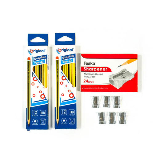 ORIGINAL 2 Pkt Graphite Pencils+ 24 Pcs Sharpeners