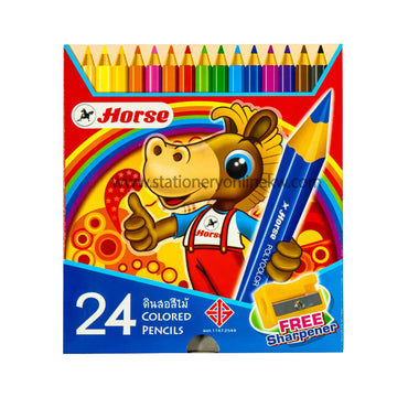 HORSE  24 Color Pencil With Sharpener  with Omega Sharpener Pkt of 10 Pcs