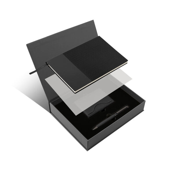 Executive 4-Piece Notebook Gift Set with PU Binder, Metal Pen & Card Holder for Professionals