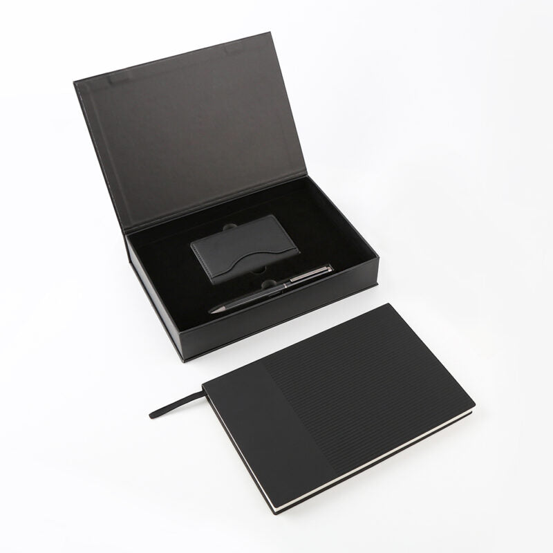 Executive 4-Piece Notebook Gift Set with PU Binder, Metal Pen & Card Holder for Professionals