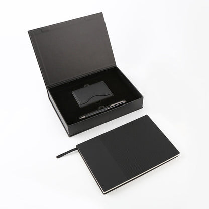 Executive 4-Piece Notebook Gift Set with PU Binder, Metal Pen & Card Holder for Professionals