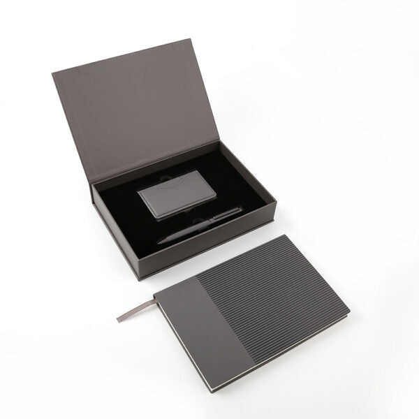 Executive 4-Piece Notebook Gift Set with PU Binder, Metal Pen & Card Holder for Professionals
