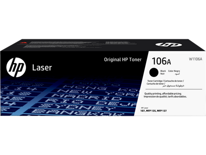 خرطوشة مسحوق حبر أصلية باللون الأسود لطابعة HP 106A Black (W1106A)