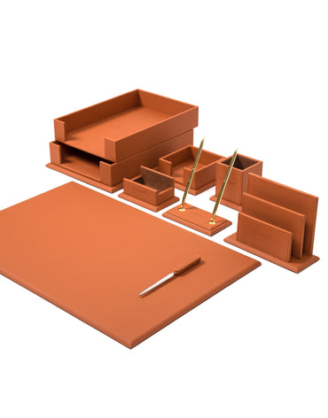 طقم سطح مكتب بني - مجموعة من 8 قطع