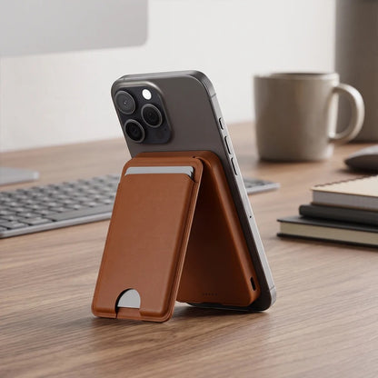 MAGPOWER PRO Sleek 5000mAh Wallet-Style Power Bank with 15W Wireless Charging, Built-In Cable & Phone Stand