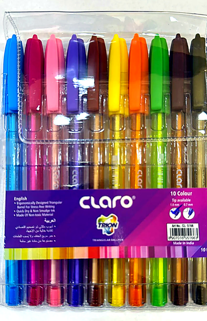 Trion Triangular Ball Pen - 10 & 5 Mix Color Set- 1.0 mm