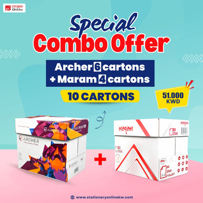 10 Carton Combo Offer- 6 carton Archer + 4 carton Maram Photocopy Paper