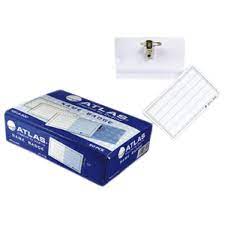 Atlas AS-LA-300 Name Badge with Clip & Pin, 9 x 6cm (Pack of 50)
